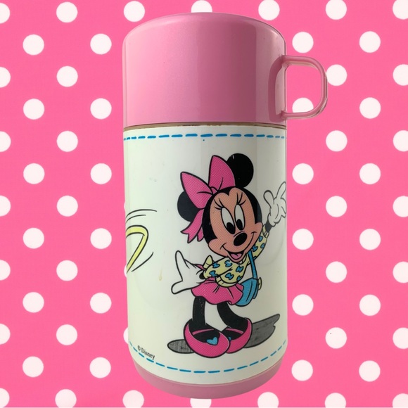 THERMOS ONLY! Vintage 80’s Walt Disney pink Minnie Mouse Aladdin Thermos 8oz - Picture 2 of 4